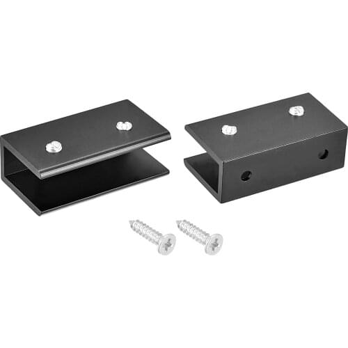 Uxcell Glass Shelf Bracket Aluminum Alloy Rectangle Clip Holder for 10-12mm Thick 2pcs