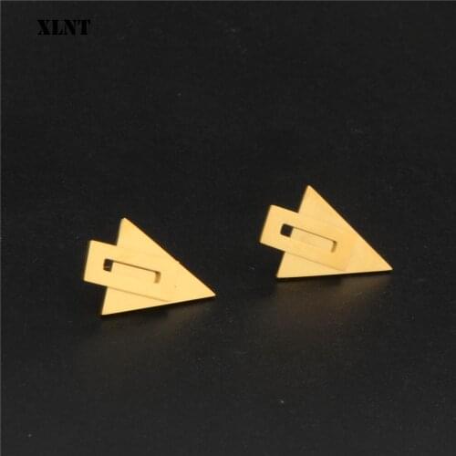 XLNT Stainless Steel Jewelry Triangle Stud Earrings For Women Girls Friend Kid Lady Wedding Jewelry Gift Dropsgipping