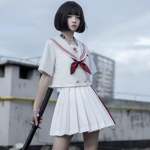 Japanese School Uniforms Girls Jk Uniform Sailor Sets Pleated Skirt Summer Short/Long Sleeve Anime Schoolgirl Uniform Cosply