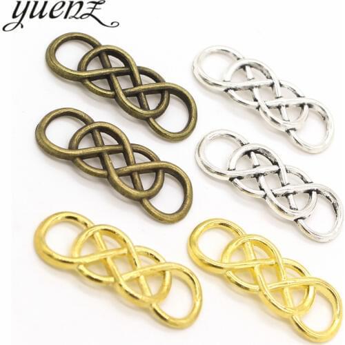 YuenZ 10pcs Double infinity Charms Antique Silver color Metal Pendant for Necklace Bracelet Jewelry Making Finding 32*12mm B101