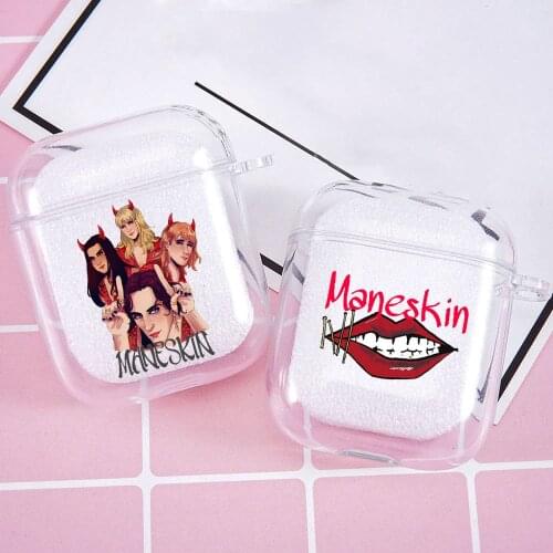 Funny Maneskin Damiano David Soft Transparent Silcone Earphone Case for Airpods 1 2 Wireless Bluetooth Headphone Cover Coque