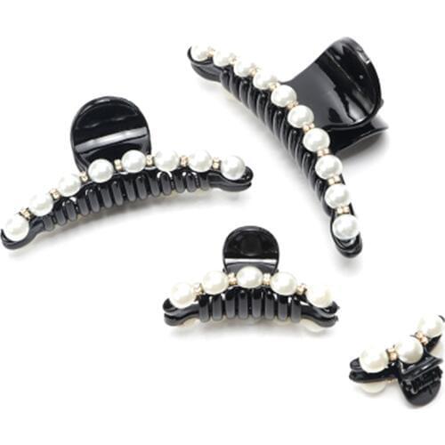 1pcs Black Big Rhinestone Hairpins For Women Pearl Hair Clips Crab Hair Claws For Girls Barrettes Headwear Hair Pins Accessories