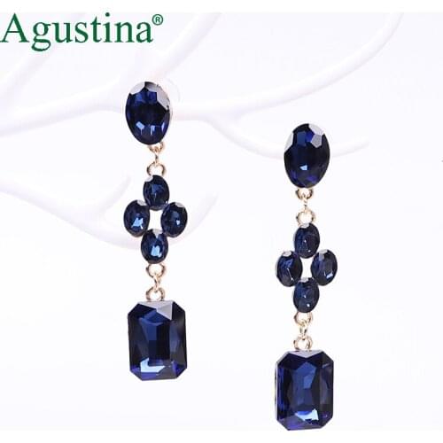 Agustina Punk Blue Earrings Girls Drop Long Earrings For Women Fashion Earrings Jewelry Rhinestone Bohemian Earring Minimalist