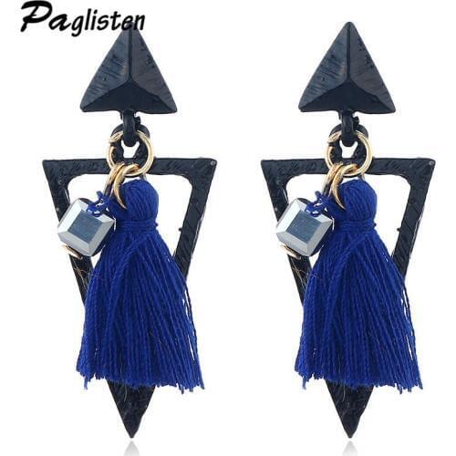 PAGlisten Delicate Vintage geometric triangle tassel Long earrings for women bijoux Pendientes Fashion Jewelry ZA80