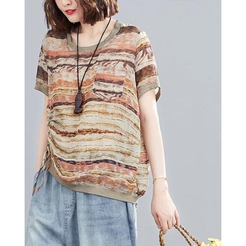 Women Summer Cotton Casual T-shirts New Arrival 2021 Simple Style Vintage Print Loose Comfortable Female Tops Tees B196