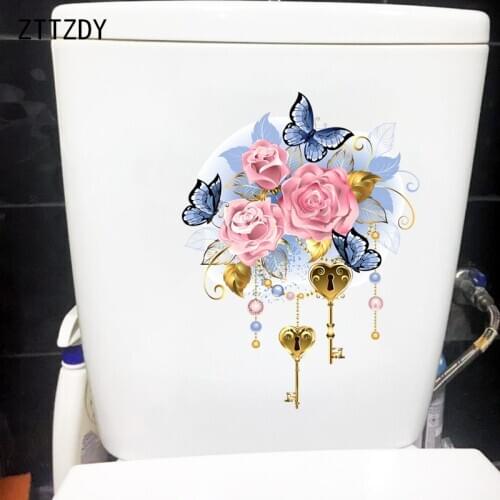 ZTTZDY 17.2CM×23CM Modern Art Home Wall Decoration Accessories Romantic Roses WC Toilet Stickers T2-0806
