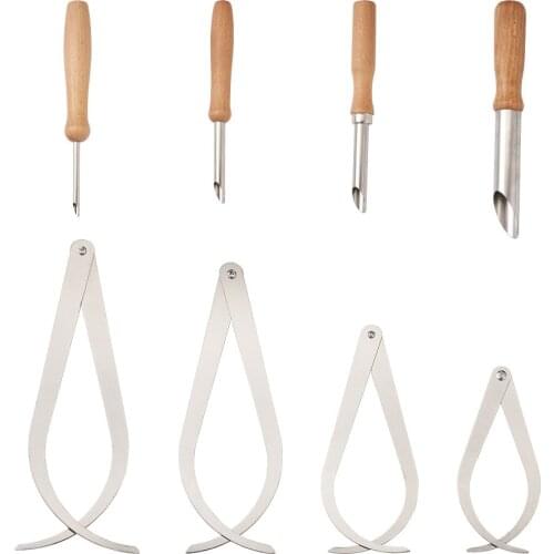 1 Set Jewelry Tools Bent-leg Stainless Steel Caliper Clay Sculpture Ceramic Measuring Tools and Round Punch Sketching Art Tools