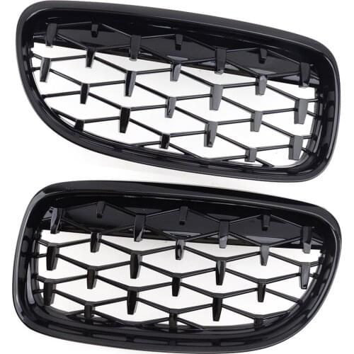 1 Pair Shiny Black Diamond Meteor Style Grille 51137201970 Fit For BMW E90 LCI Facelift 2009 2010 2011 51137201969 51137201967
