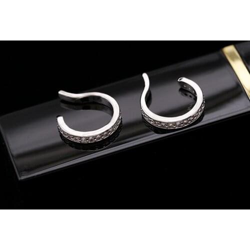 1Pcs Fashion Ear Cuff Micro Pave CZ Zircon Round Ear Clip Silver Color No Pierced Small Sized Earring Cuff For Women Girls