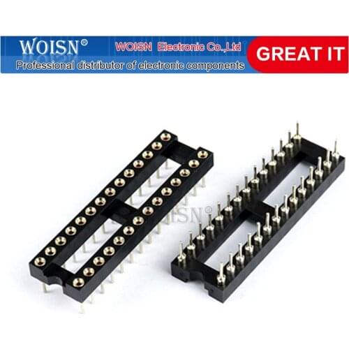 5PCS Round Hole 28 Pins 2.54MM DIP DIP28 IC Sockets Adaptor Solder Type 28 PIN 2.54 IC Connector new In Stock