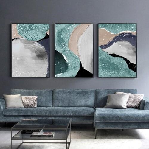 Nordic Style Abstract Marble Texture Scenery Yellow Bird Elk Tree Canvas Painting Wall Picture Poster For Living Room Decoration