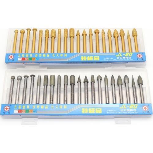 20/pcs 6mm Diamond Burs Rotary Tool Sintered Diamond Burs Abrasive Grinding Head Accessoriesl Diamond Bits