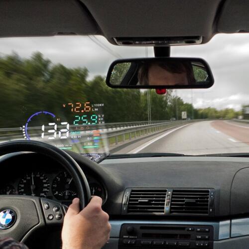 Excelvan A8 5.5" Auto Car Head-Up Display HUD Projector OBD II Vehicle Speeding Warning MPH with Anti-slip Pad Fuel Speedometer