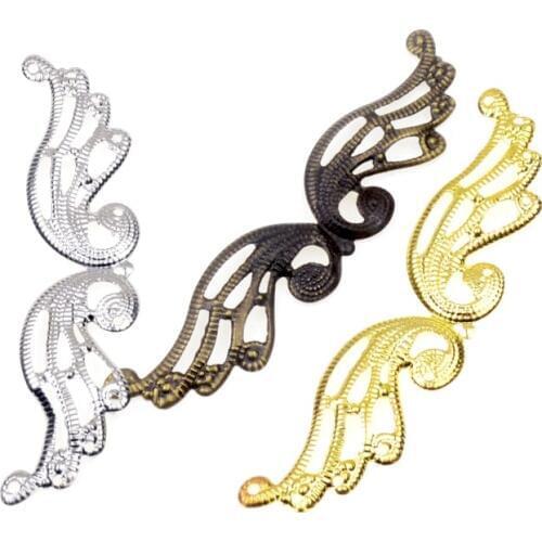 Free shipping 10PCS 3Color Metal Flower Filigree Slice Wraps Connectors Jewelry Findings Connector Diy Crafts 98*22mm