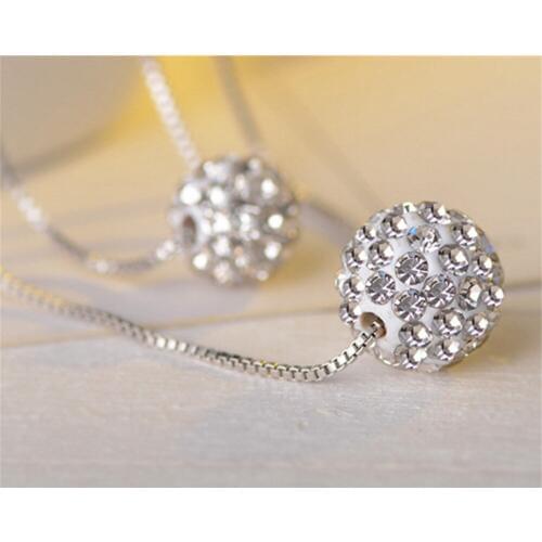 Free Shipping 2018 New 925 Sterling Silver Necklace Fashion Ball Pendant Necklace Womens Premium Shambhala Necklace