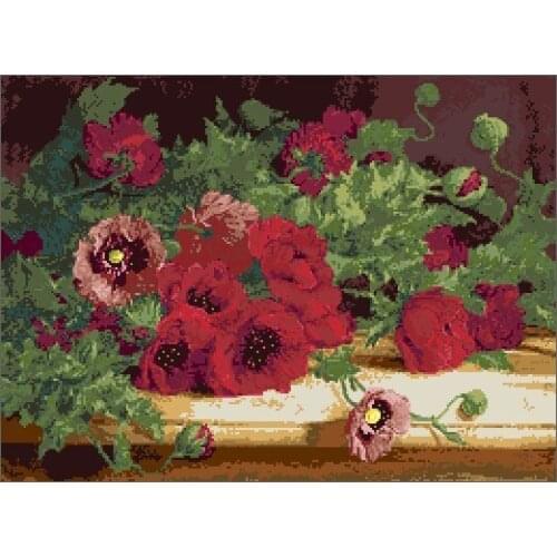 Free delivery Top Quality popular counted cross stitch kit red poppy flowers flower, beautiful flower