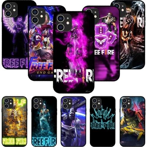 For iPhone 11 12 8 Plus Mini Pro X XR XS Max 4 5 7 6 6S 8 SE Phone Case Black Cover Back Soft Funda Fashion Free Fire Game
