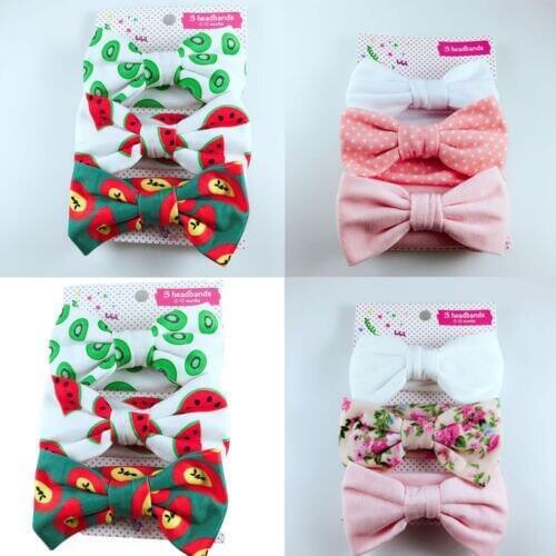 Citgeett 3PCS/Set Bow Headband Elastic Hair Band Baby Girls Kids Hair Accessories Set