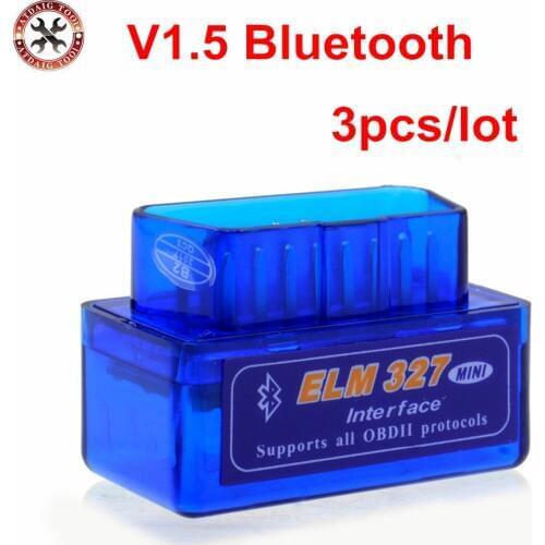 3pcs/lot Best Mini Elm327 Bluetooth OBD2/OBDII V1.5 Diagnostic Tool Scanner ELM 327 V 1.5 Car Tool adapter Post Free Shipping