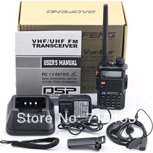 BAOFENG UV 5R VHF136-174MHz& UHF 400-520MHz Dual Band Radio Free Earpiece Baofeng UV-5R walkie talkie 5w Dual display for car