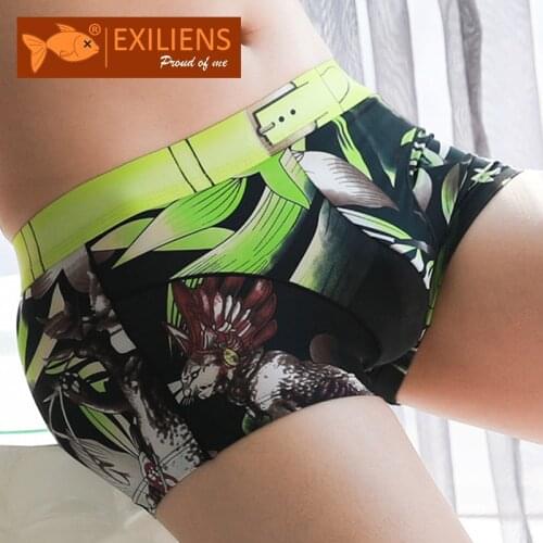 EXILIENS Brand New Boxer Men Underwear Silk Thin Cueca Masculina Ropa Interior Hombre Mens Boxers Homme Man Calzoncillos M-3XL