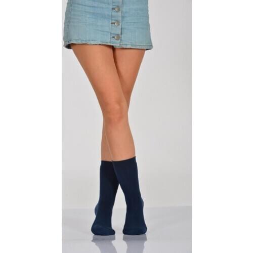 Idilfashion Women Towel Socket Stocking-Navy Blue-B-ART010 (3'LÜ PACKAGE)