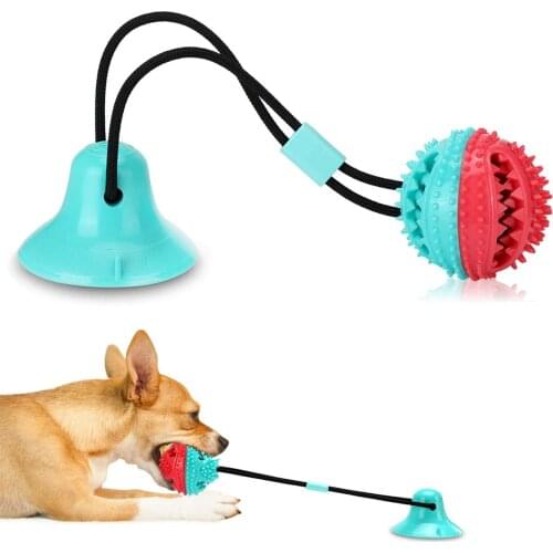 Dog Toys Silicon Suction Cup Tug Interactive Dog Ball Toy For Pet Chew Bite Tooth Cleaning Toothbrush Feeding Pet Supplies