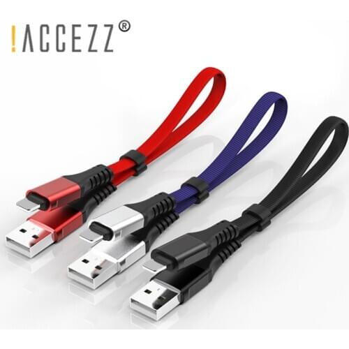 !ACCEZZ Short USB Charger Data Cable Lighting For iPhone 12 Pro Max XS XR X 8 Plus Charging Cables Power Bank With Wire Winder