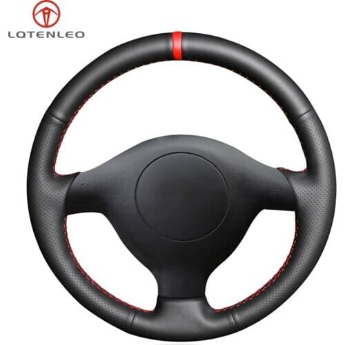 LQTENLEO Black Artificial Leather Steering Wheel Cover for Volkswagen VW Golf 4 (IV) Passat (B5) Variant 1997-2004 Polo Sharan