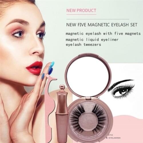Magnetic Eyelashes 3D False Mink Eyelashes Magnet Lashes Magnetic Liquid Eyeliner Magnetic False Eyelashes Tweezer