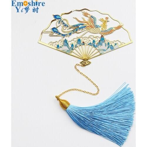 Metal Brass Folding Fan Bookmark Hollow Literary Classical Chinese Style Creative Antique Gift Souvenir Bookmark Book Mark M189