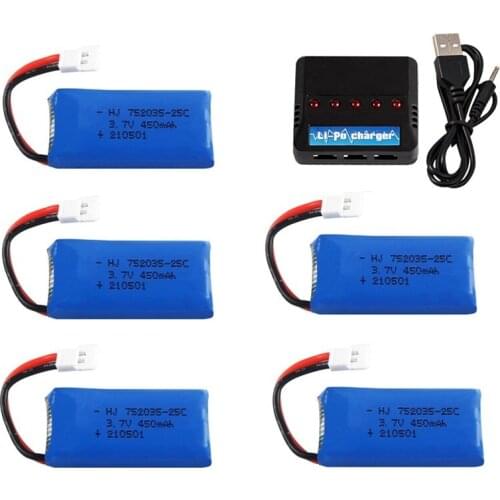Upgraded H31 Battery 3.7V 450mAh Rechargeable Lipo Battery and charger for H107 H31 KY101 E33C E33 RC Drone Spare Parts