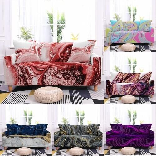 Marble Sofa Cover 1/2/3/4 Seat Non-slip Slipcover Elastic Couch Cover Living Room L Shape Corner Chair Stretch Protective Cover