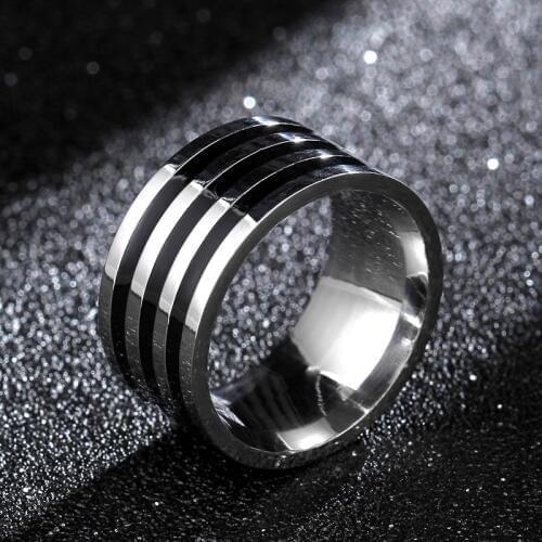 MANGOSKY High Quality Vintage 10MM Silver Black Titanium Ring for Men and Women Personalized Ring Customize Ring Engraved Ring