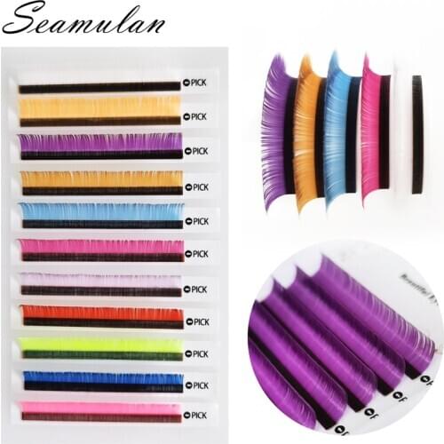 Rainbow Color False Eyelash Extensions Mink Lashes fluorescence color Maquiagem Make up Soft Cilios Light Natural 0.07\0.10mm