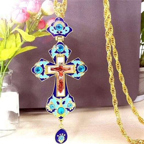 Christ Jesus Pendant Necklace Enamel Jwewlry Chain Heavy Men Jewelry Gift Orthodox Religious Christian Gift with box