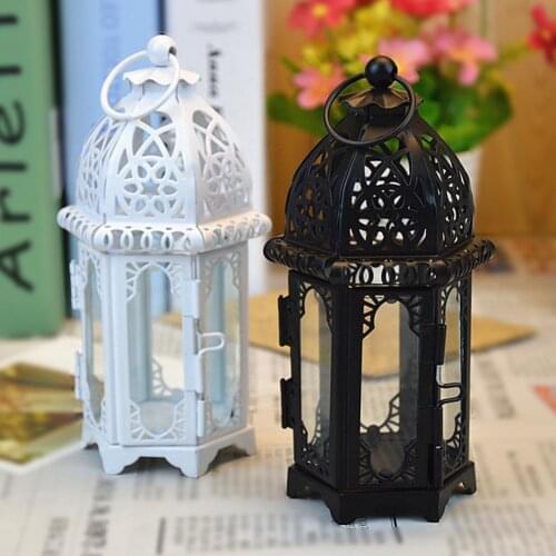 Hanging Moroccan Classical Bar Creative Home Candle Holder Home Wrought Iron Candlestick Lantern Glass Decoration F1P6
