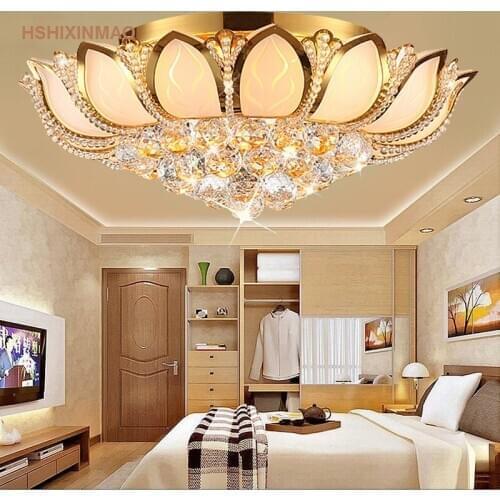 Gold roundles cornucopia living room LED crystal ceiling lamp bedroom lamp upscale atmosphere Lotus Restaurant AC110-240V