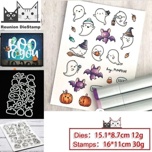 Reunion Halloween ghost 2020 Clear Stamps and Metal Cutting Dies DIY Scrapbooking Paper Photo Album Crafts Seal Punch Stencils