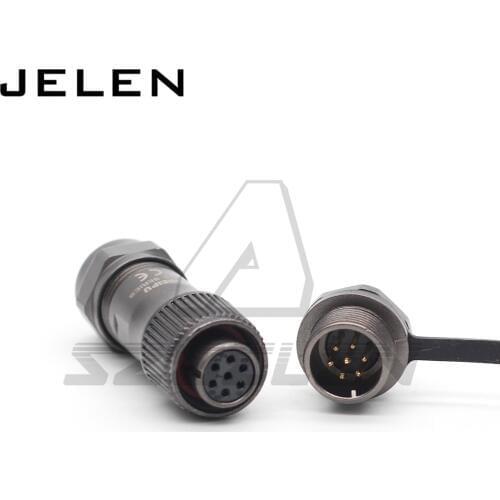 ST12 Connector waterproof IP67 2 3 4 5 6 7 9 Pin M12 Panel Mount Circular Aviation Plug Cable Connector, Screw fixing