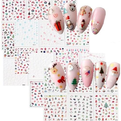 Christmas Nail Art Stickers Decals 30 Sheets Christmas Self-adhesive Nail Decal Stickers Snowflakes Snowmen Tree Nail Decals