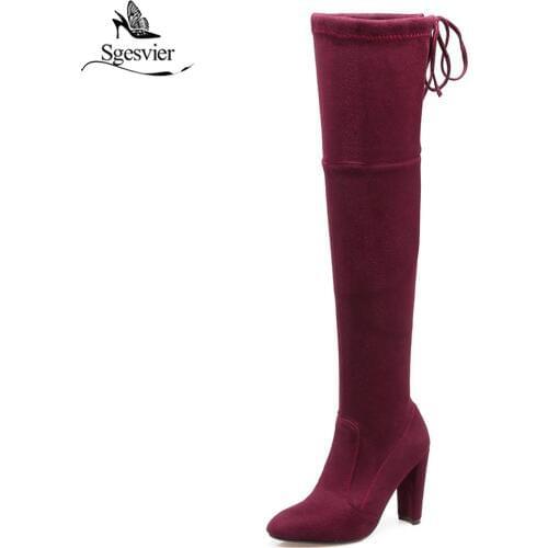 Sgesvier New Women Thigh High Boots Fashion Over The Knee Boots Sexy Platform High Heels Ladies Party Stretch Shoes Woman B407