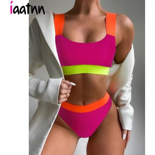 Sexy High Waist Bikini 2021 High Leg Swimsuit Women Swimwear Woman Bikinis Set Patchwork Swimming for Women Bathing Suit biquini
