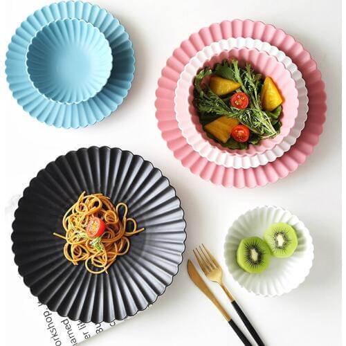 Nordic Chrysanthemum Plate 8" 10" Ceramic Dinner Plate Western Food Plate Salad Bowl Tableware Dessert