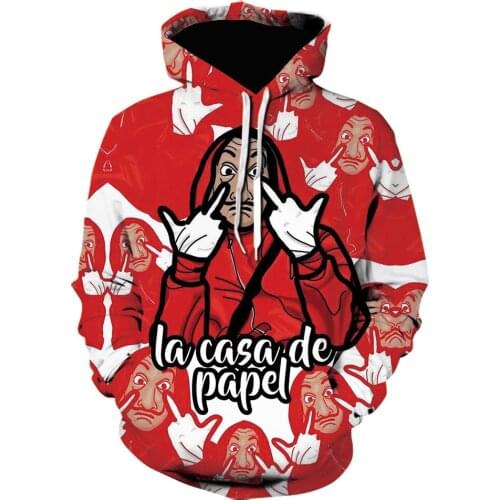 Women/Men New Hoodies Money Heist La Casa de Papel House of Paper print sweatshirts Simple Style Hip Hop Coats Men clothing Tops
