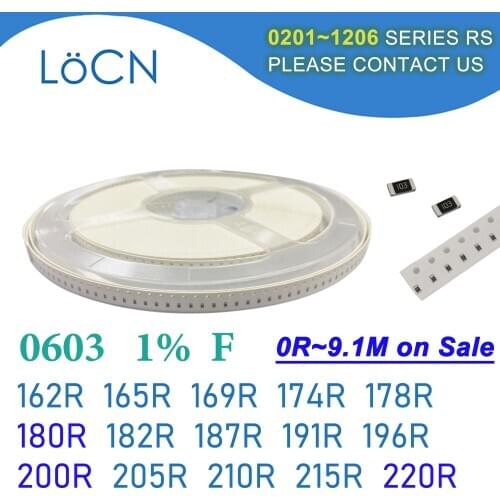 0603 1% 5000PCS SMD Resistor F 162R 165R 169R 174R 178R 180R 182R 187R 191R 196R 200R 205R 210R 215R 220R 1608 OHM