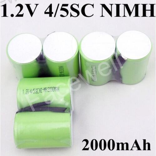 12pcs sub c 2000mah 4/5 sc 1.2v ni-mh nimh rechargeable battery pack bateria sc 4/5sc 14.4v 2000mah 5C discharge not ni-cd 4/5