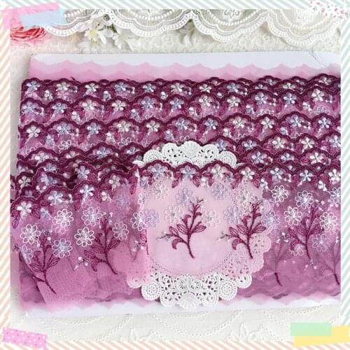2Yards Grape Purple 10cm Width Lace Trim Fabric Flower DIY Crafts Wedding Dress Clothing Bra Underwear Material Handmade 2021