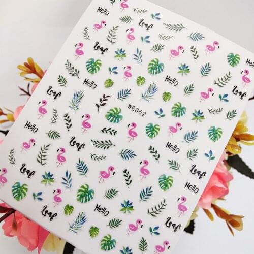 The New Hello Summer Leaf Flamingo 3D Stickers for Nails Self Adhesive Nail Art Decoraciones Sliders Manicure Foil Accesorios