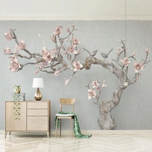 3D Wallpaper Modern Stereo Pink Magnolia Tree Branch Photo Wall Murals Living Room TV Sofa Bedroom Home Decor Background Fresco